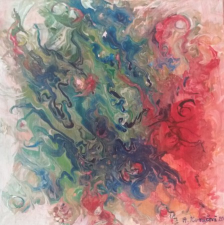 Explózia, 30x30 cm,  akryl